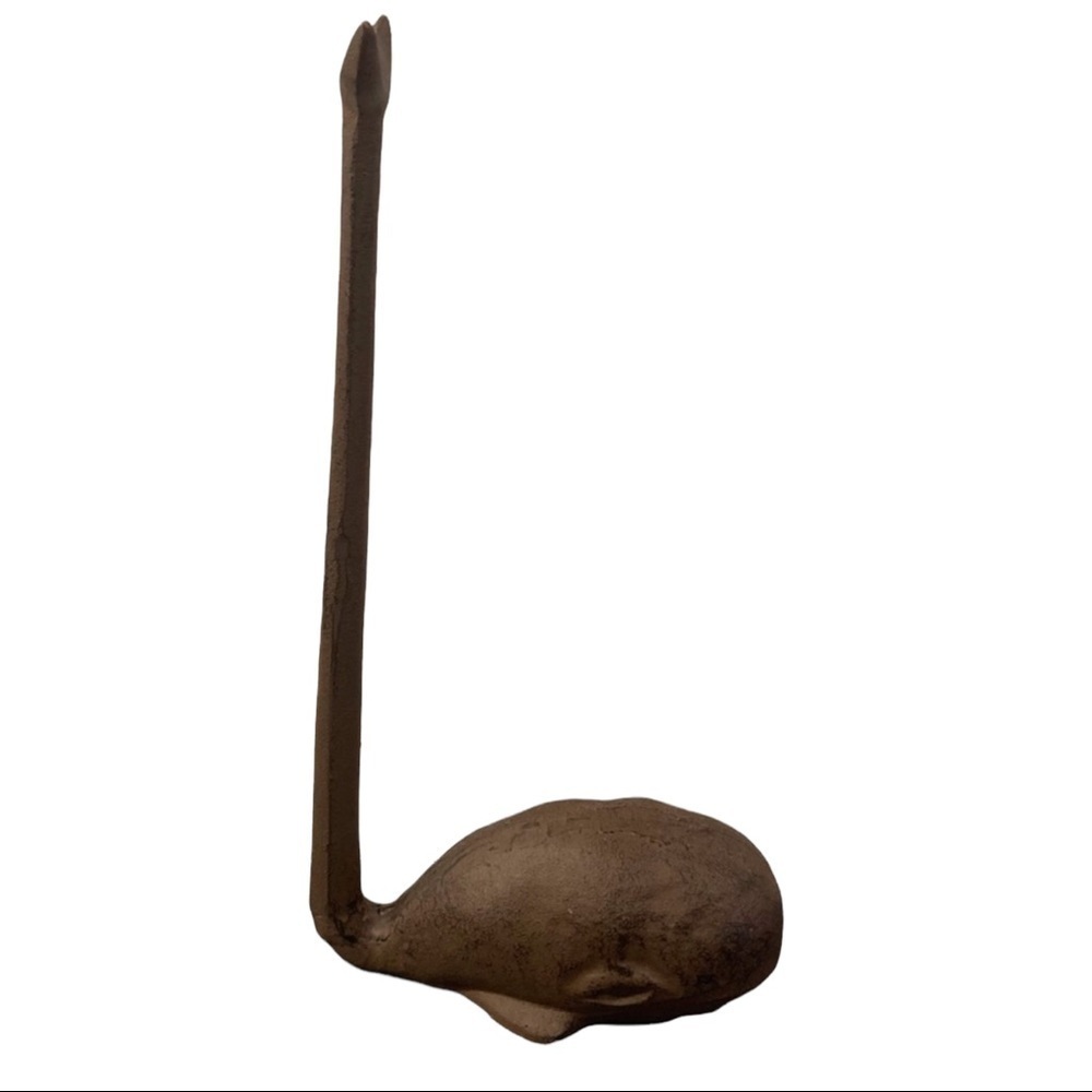 Rustic finish cast iron whale paper towel holder